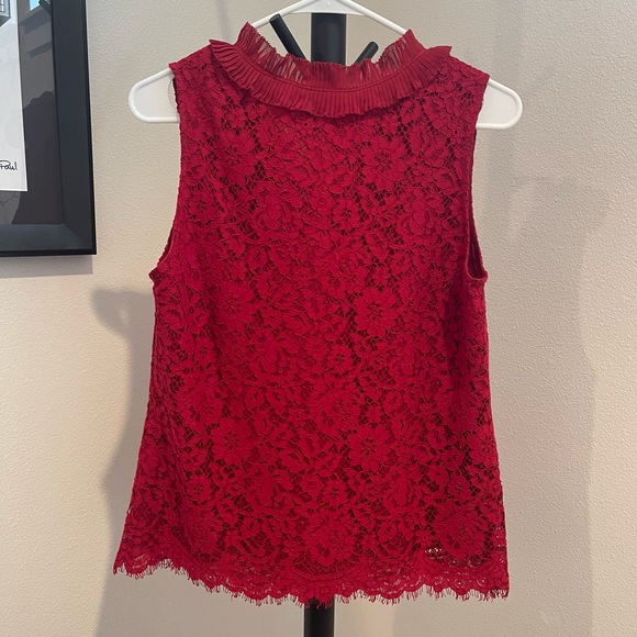 J.Crew Lace Ruffle-neck Top - Picture 2 of 4